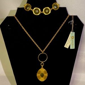 NWT - 2pc set - Spartina 449 - Oval Medallion Necklace & Pyrite Charlie Bracelet